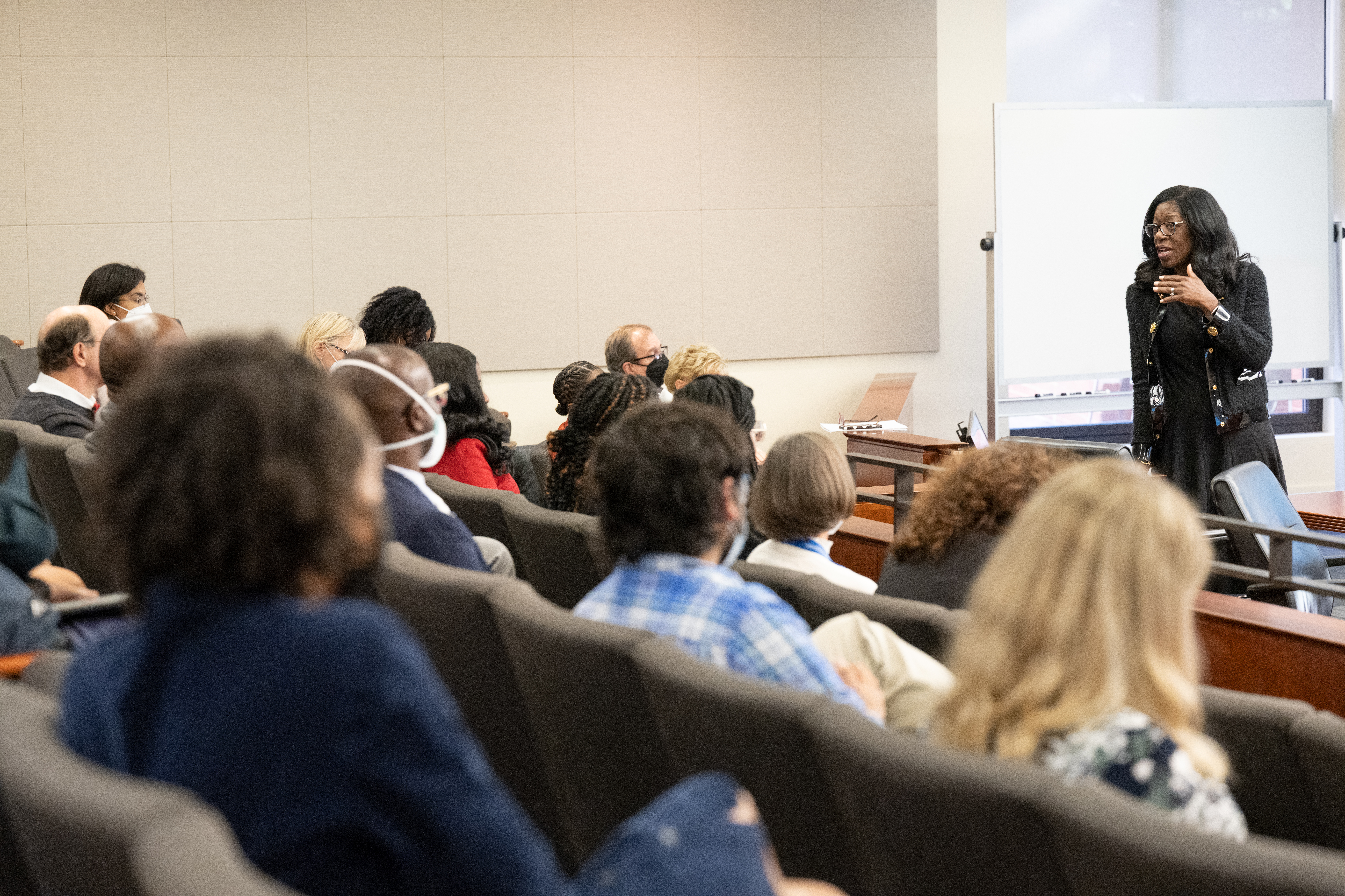 Dean Matthew speaking in Moot Court Room
